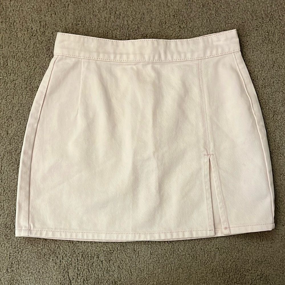 Women’s pink denim mini skirt size small